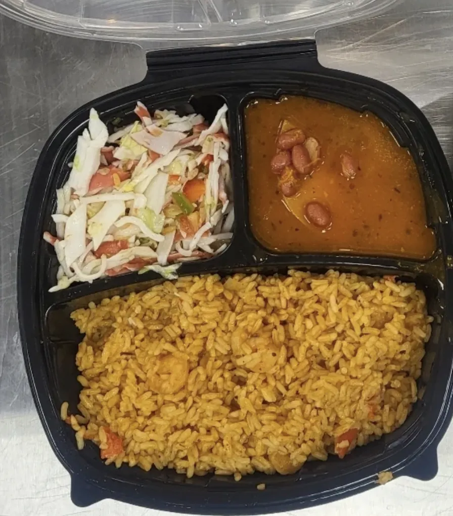 Rice with Shrimp, Pink Beans & King Crab Salad